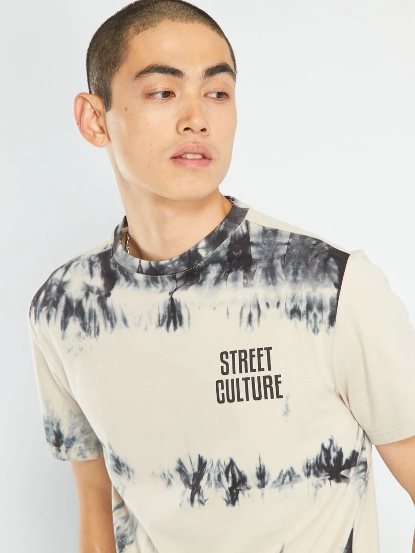 T shirt en jersey tie and dye   Gris/beige