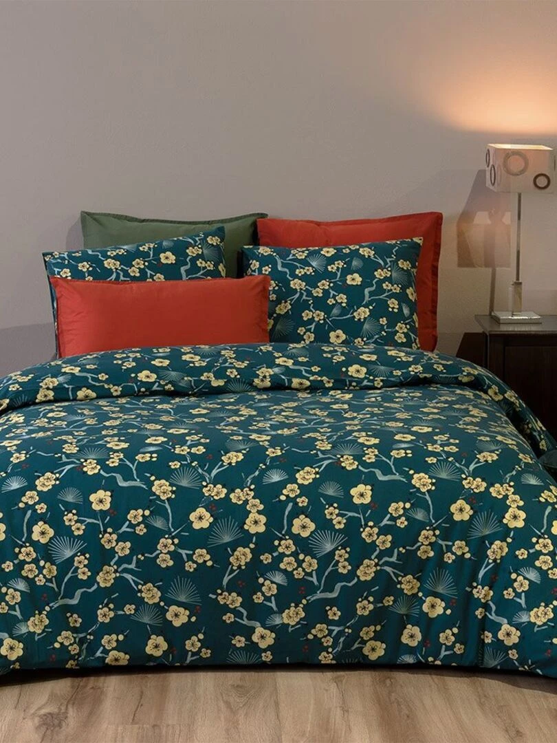 Housse de couette 240x220 + 2 taies Maldives coton Percale 71 fils   Bleu
