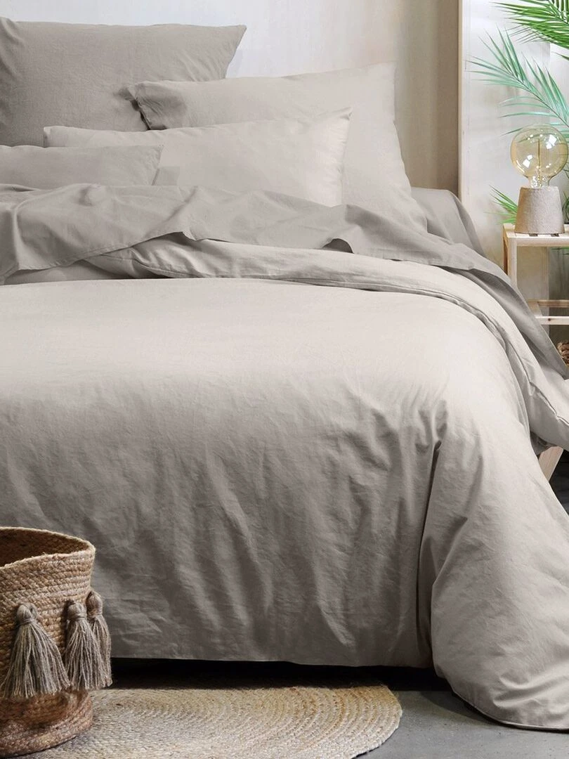 Housse de couette 240x220 Horizon lin 100% coton bio 57 fils Beige