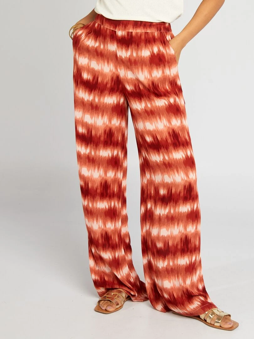 Pantalon large en maille crêpe   Orange