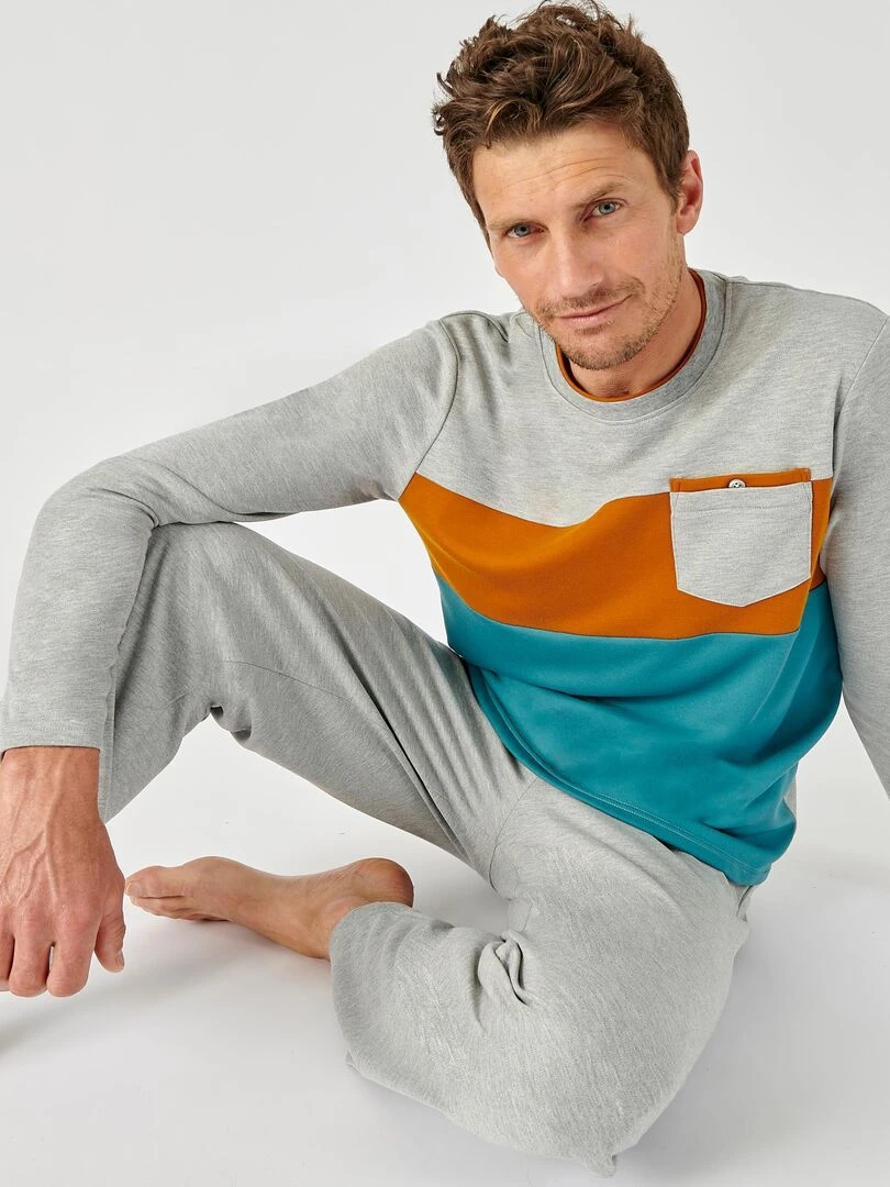 Pyjama maille interlock chaude et fluide Thermolactyl Damart Gris chiné