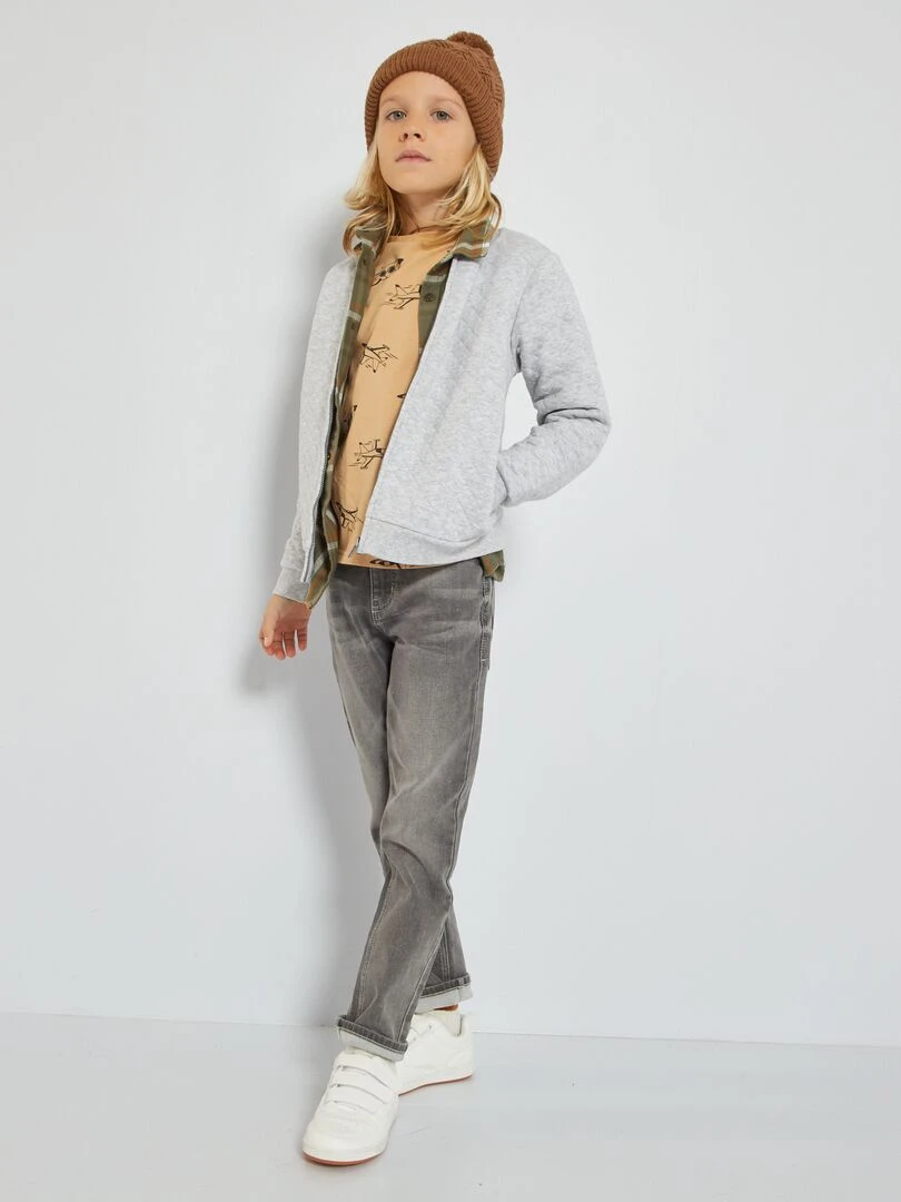 Sweat zippé en molleton GRIS