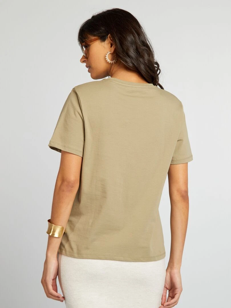 T shirt manches courtes avec poche poitrine   Kaki