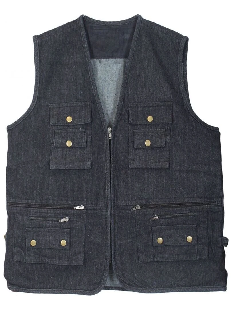 Gilet de pêche en jeans Kebello Noir Noir