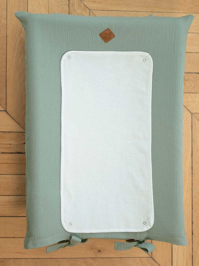 Housse de matelas à langer en gaze de coton  Jeanne   Bleu