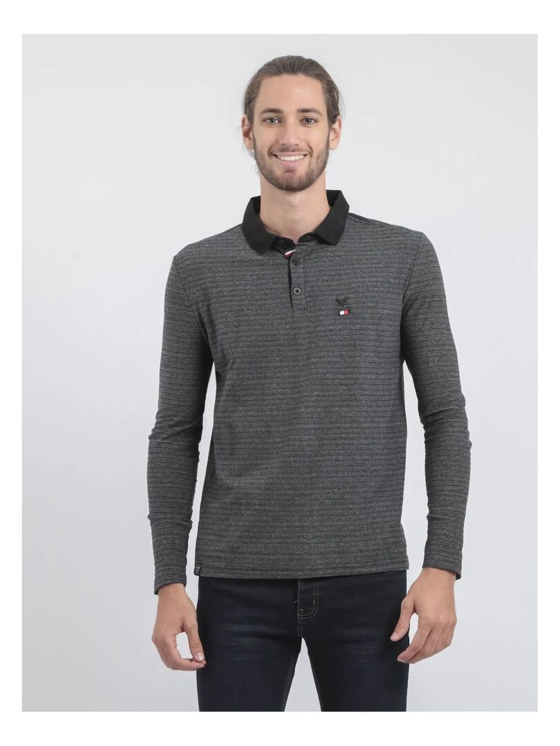 Polo manches longues pur coton PINSAC Noir