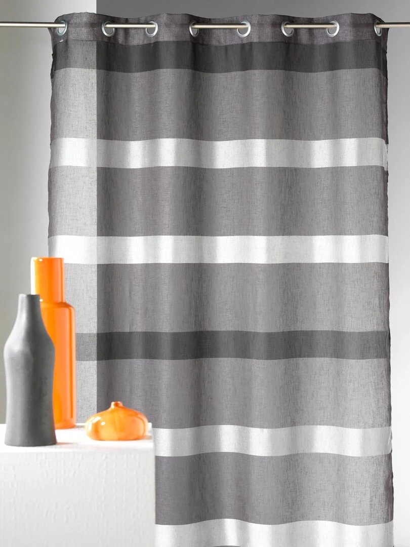 Voilage à rayures horizontales design gris anthracite