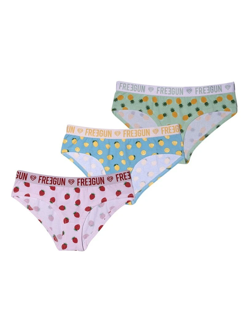 Lot de 3 Boxers coton fille Fruité Freegun Vert