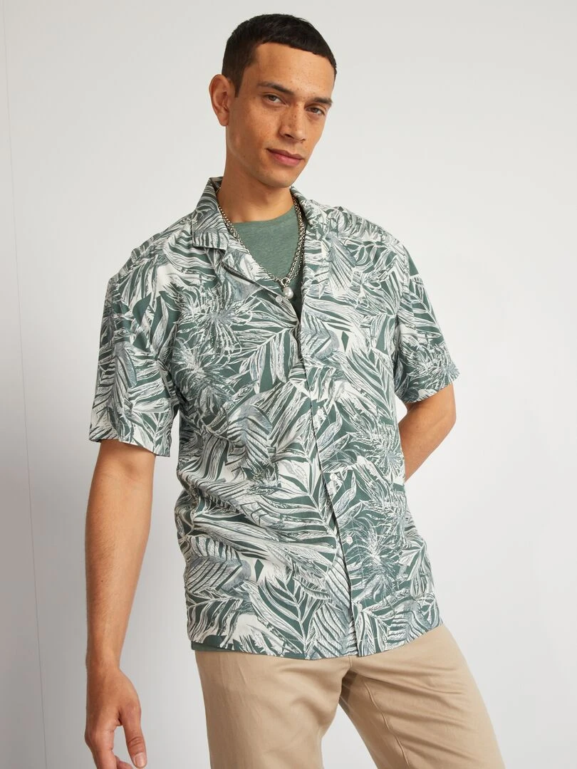 Chemise imprimée à manches courtes   Vert