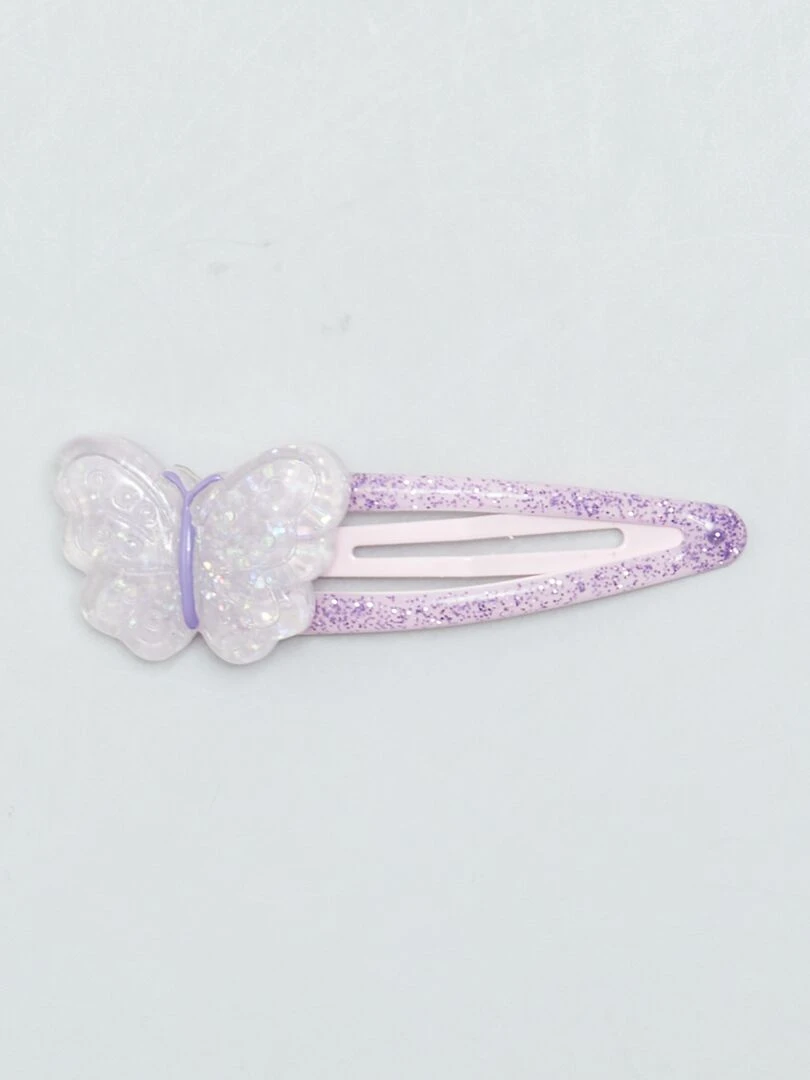 Lot de 3 pinces clic clac 'papillons' Violet