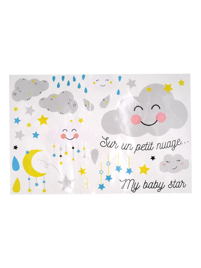 Stickers muraux décoratifs 46x68 cm Nuage Gris
