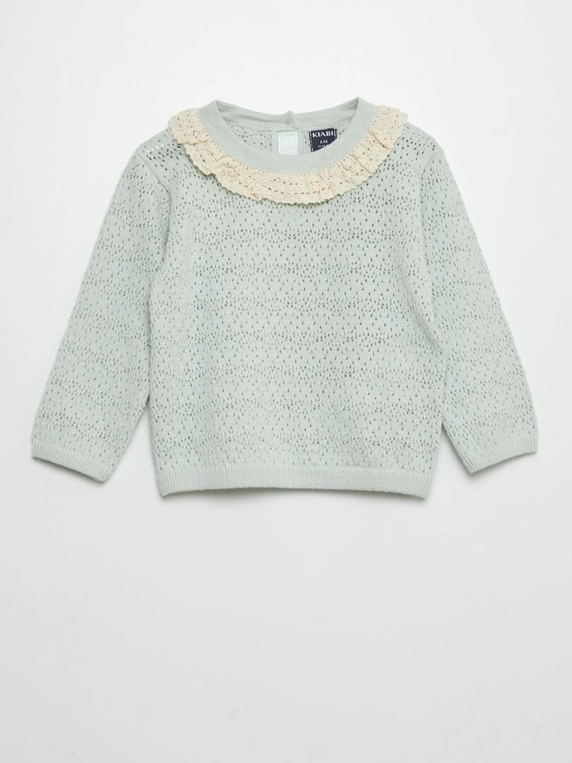 Pull avec col macramé Bleu