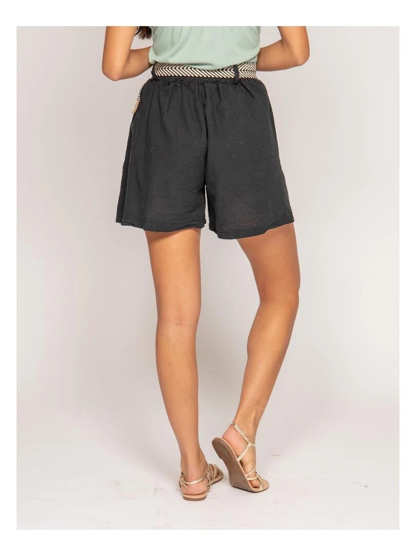 Short en lin XIGN Noir
