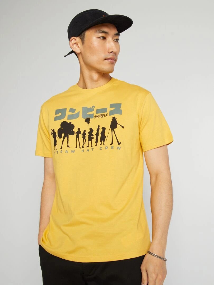 T shirt 'One Piece' à col rond avec imprimé   jaune