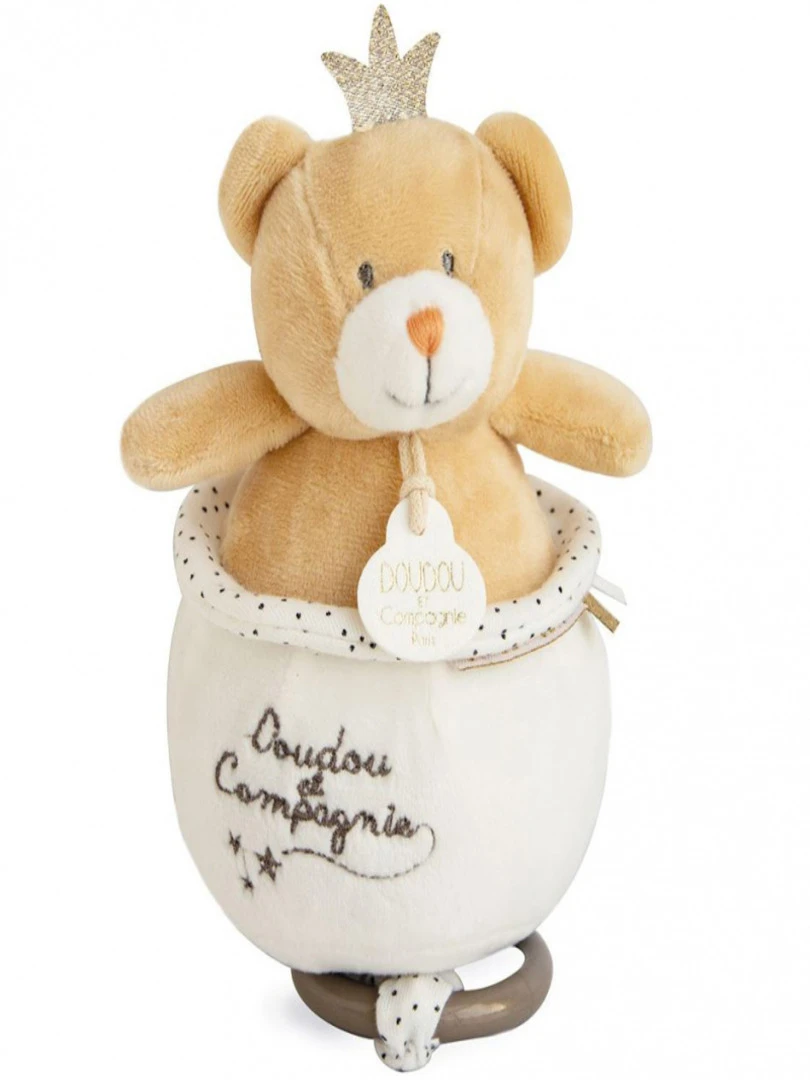 Coffret Peluche Musicale Ours Petit Roi Poudre De Perlidoudou (14 Cm)   Beige