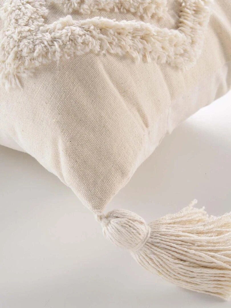 Coussin déhoussable à motifs tuftés Beige