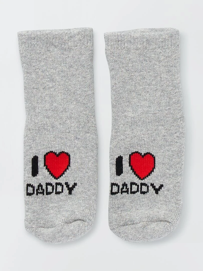 Lot 2 paires de chaussettes maille bouclette Gris/blanc