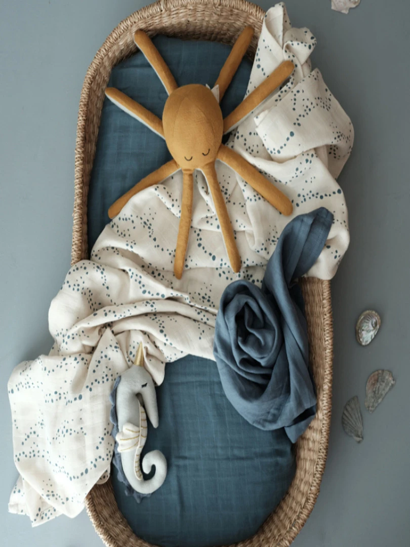 Peluche Octopus en coton biologique Pieuvre ocre (19 cm)   Marron