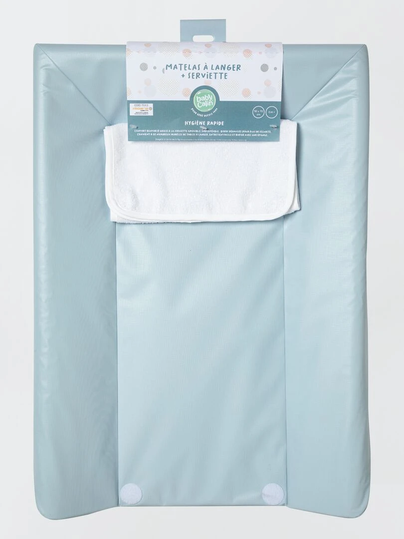 Matelas à langer + serviette bleu