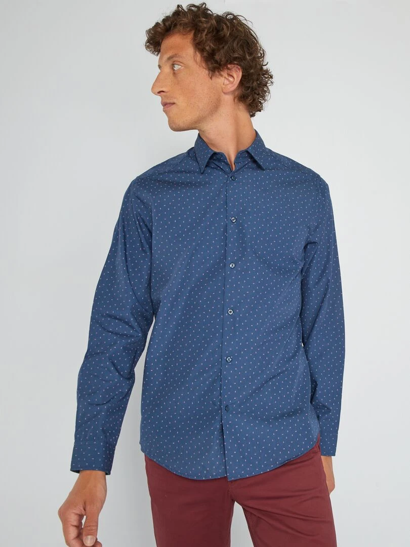 Chemise fantaisie à coupe droite Bleu