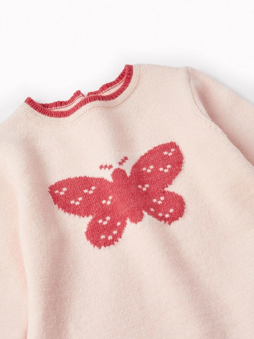 Pull en Maille pour Bébé Garçon 'Butterfly'  SPRING BEGINS   Rose clair
