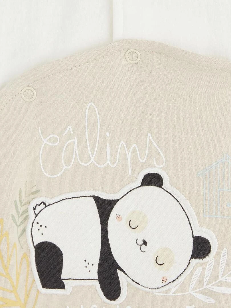 Pyjama bébé ouverture pont Mini Panda   Ecru