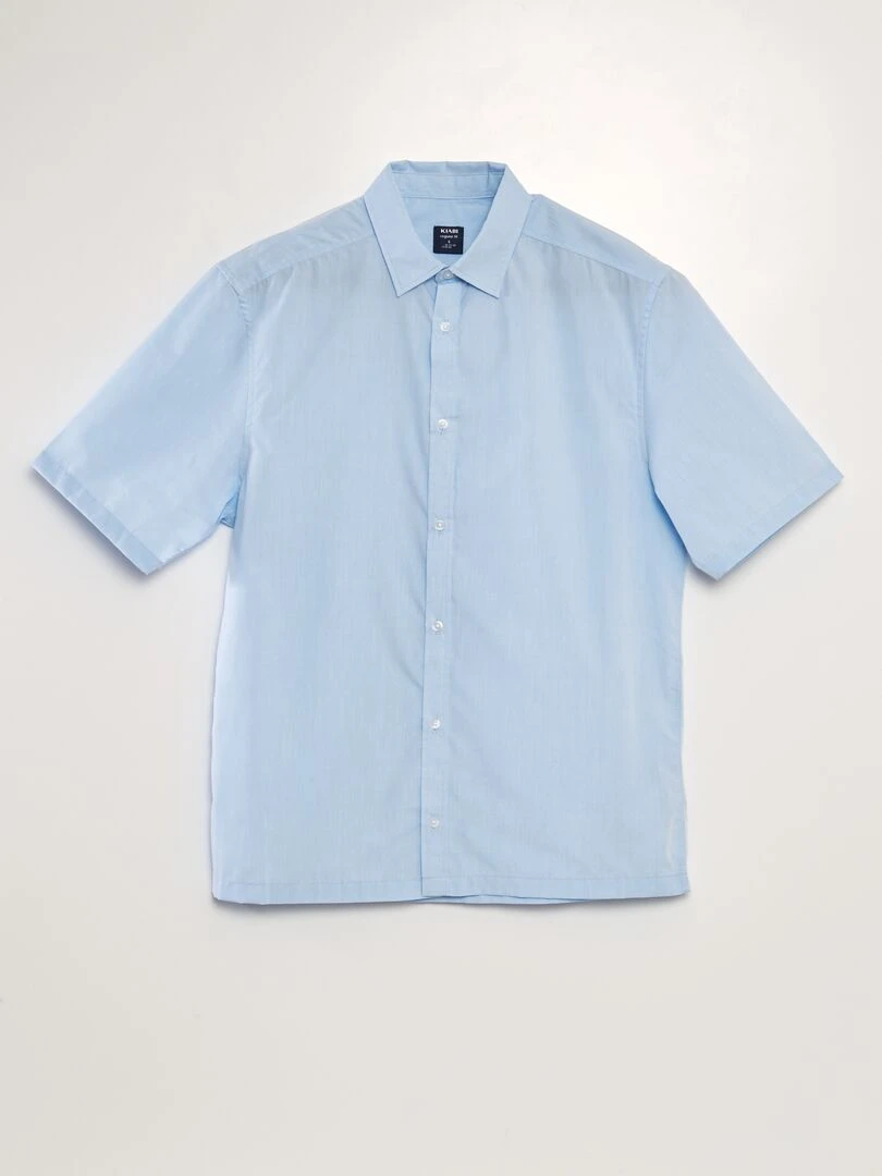 Chemise en popeline à manches courtes Bleu clair