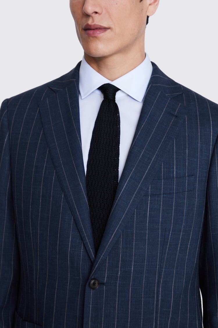 Italian Tailored Fit Blue Stripe Jacket   Buy Online at Moss