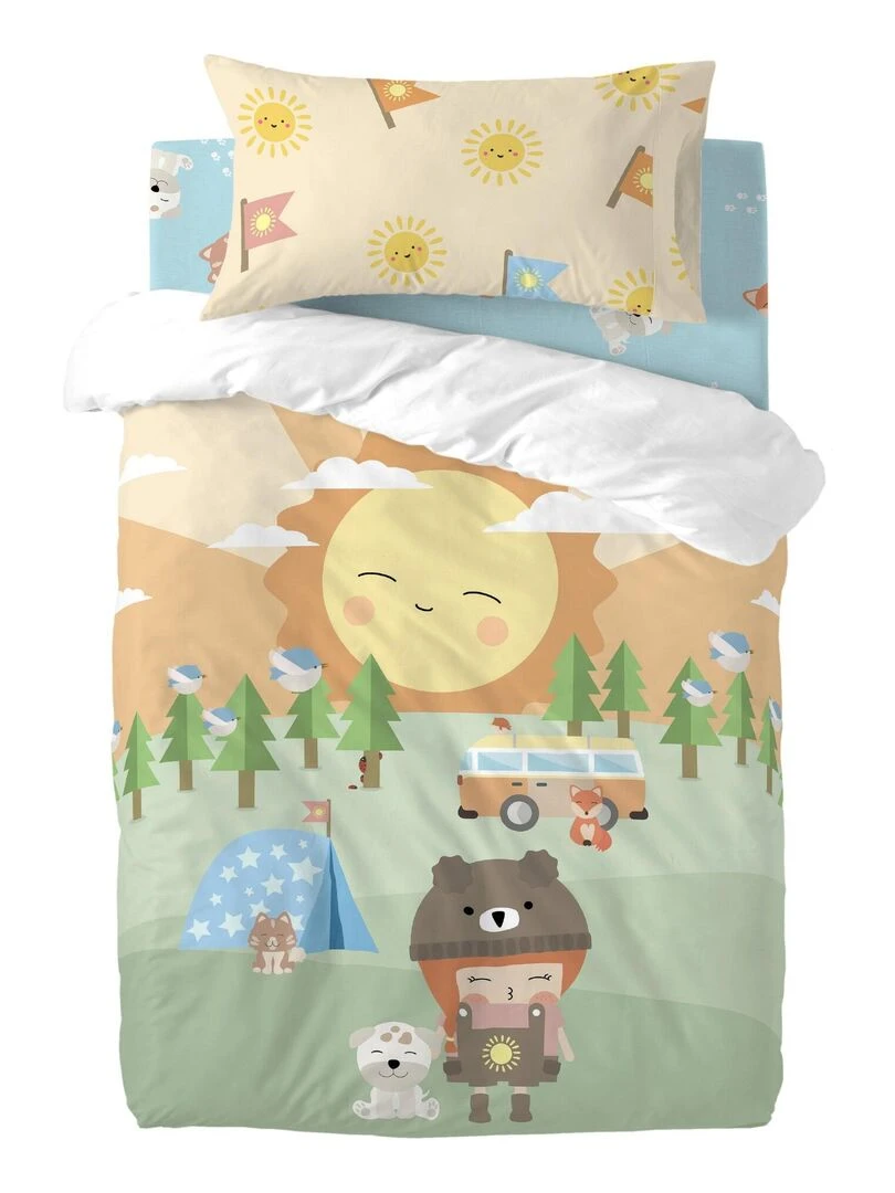 Taie d'oreiller Camping "Happyfriday" Multicolore