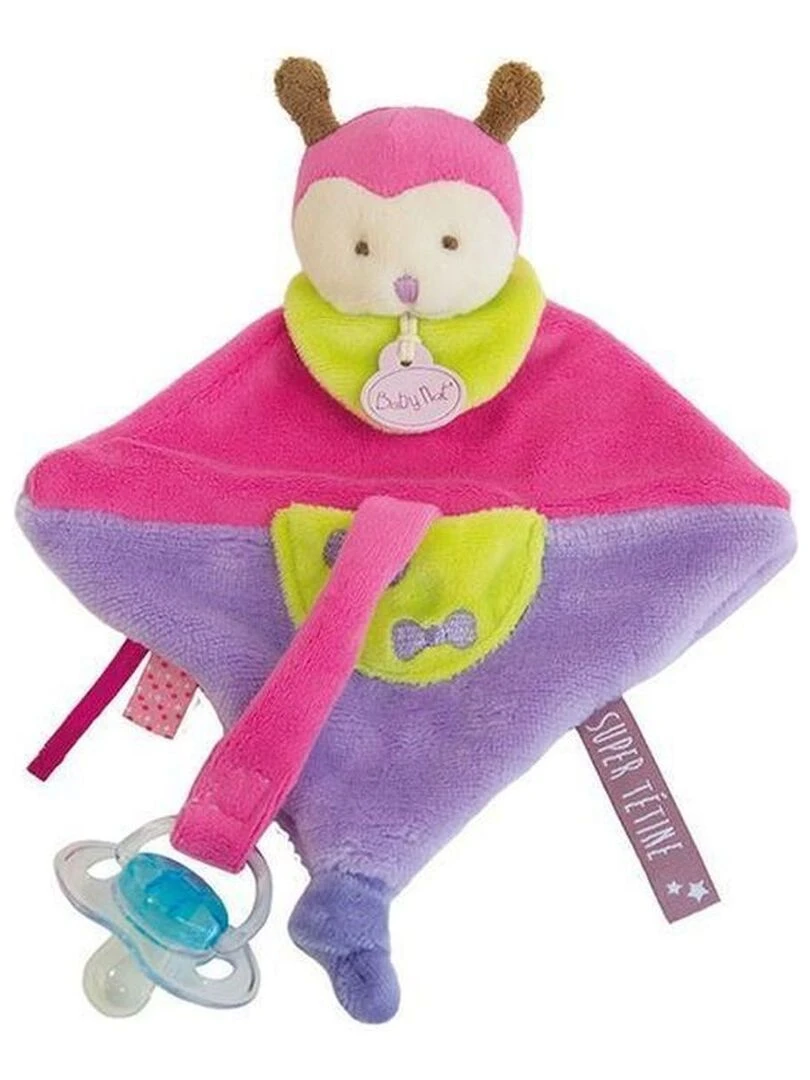 doudou Babynat Coccinelle Violet Rose 20cms BN0133 Super Tetine Plat Violet