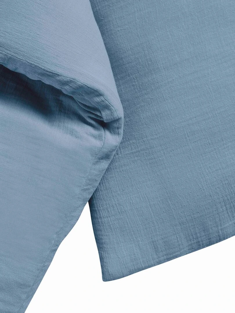 Taie d'oreiller (Lot de 2) double gaze de coton   'Le Lit de Mon Bébé'   Bleu gris