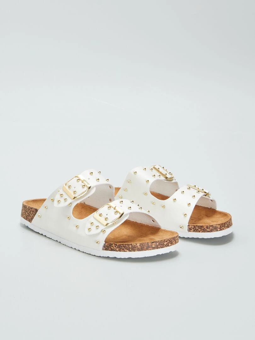 Mules avec brides cloutées blanc
