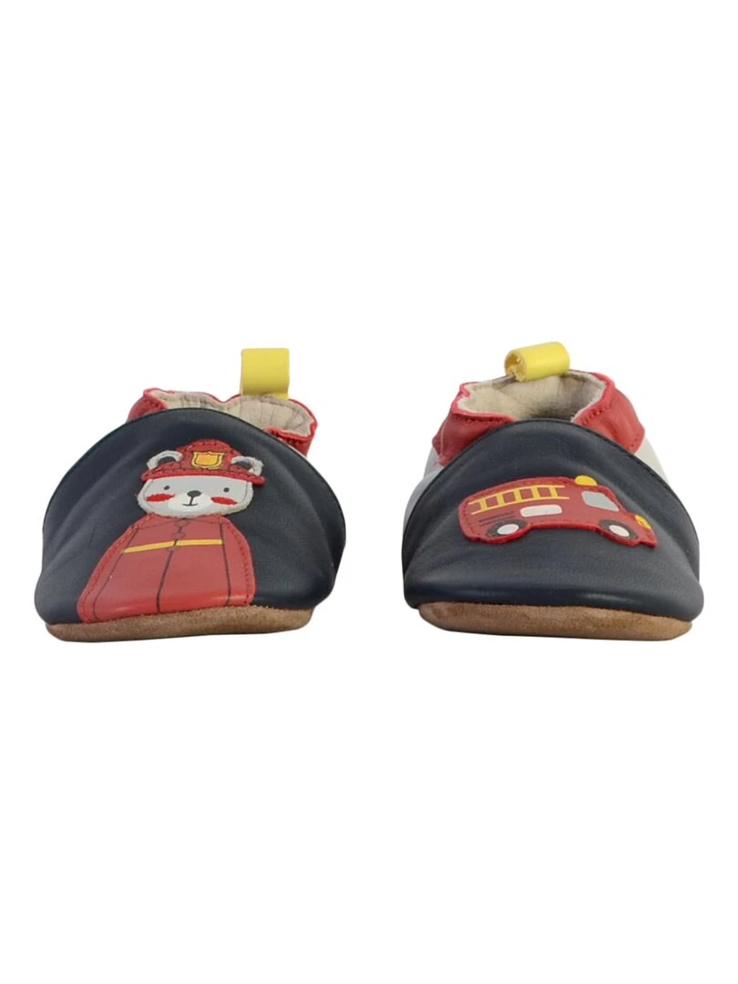 Coffret Chausson Cuir Bebe Robeez Fireman   Bleu