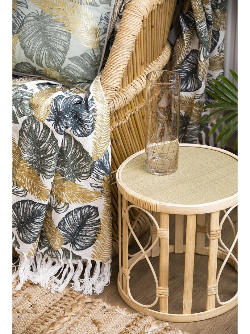 Plaid en coton JUMANJI dessus chambray 'Deko&co'   Blanc Vert