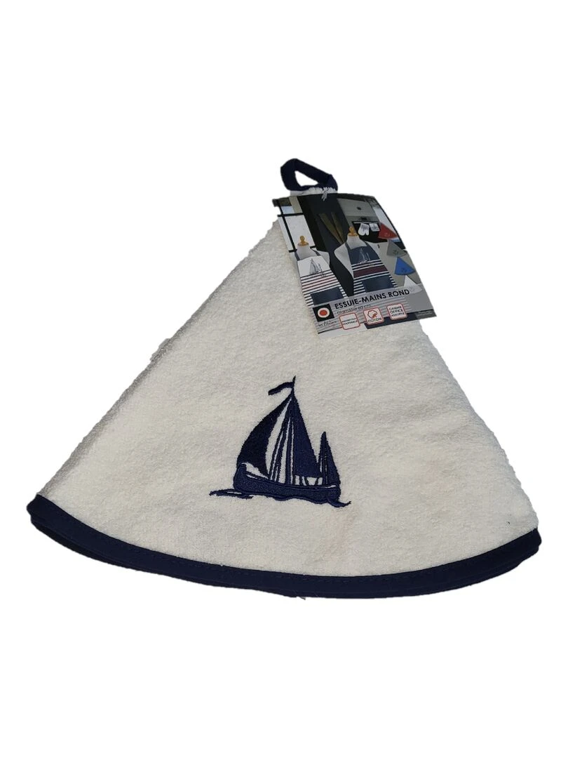 Essuie mains torchon rond brode bateau Rouge