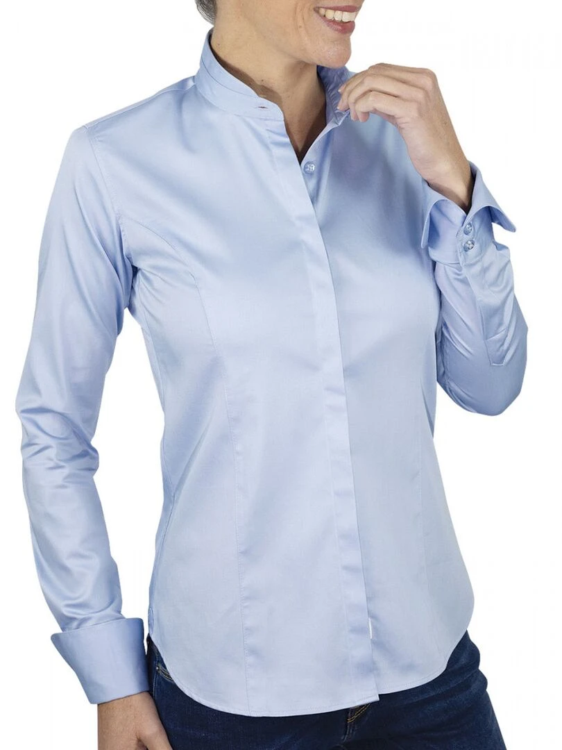 Chemise femme col mao CELIA Bleu