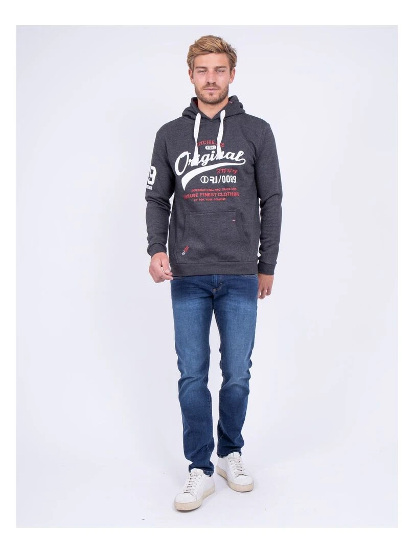 Sweat capuche WARLUZ   gris anthracite