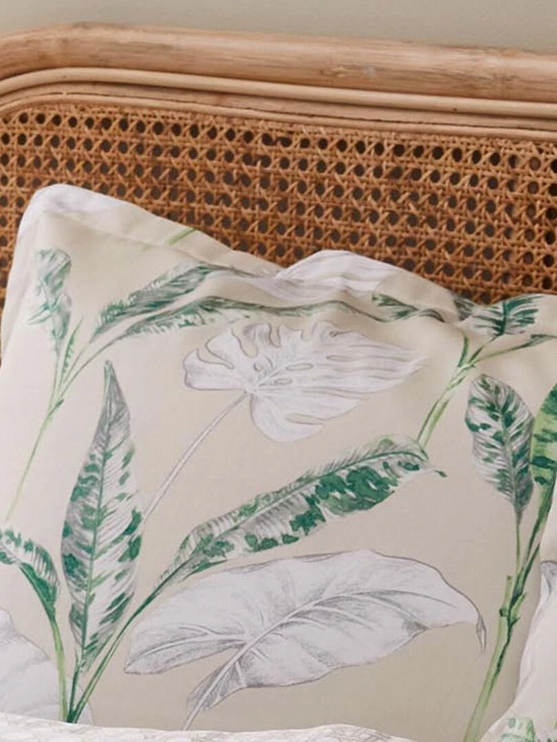 Parure de couette en satin aux impressions exotiques Beige