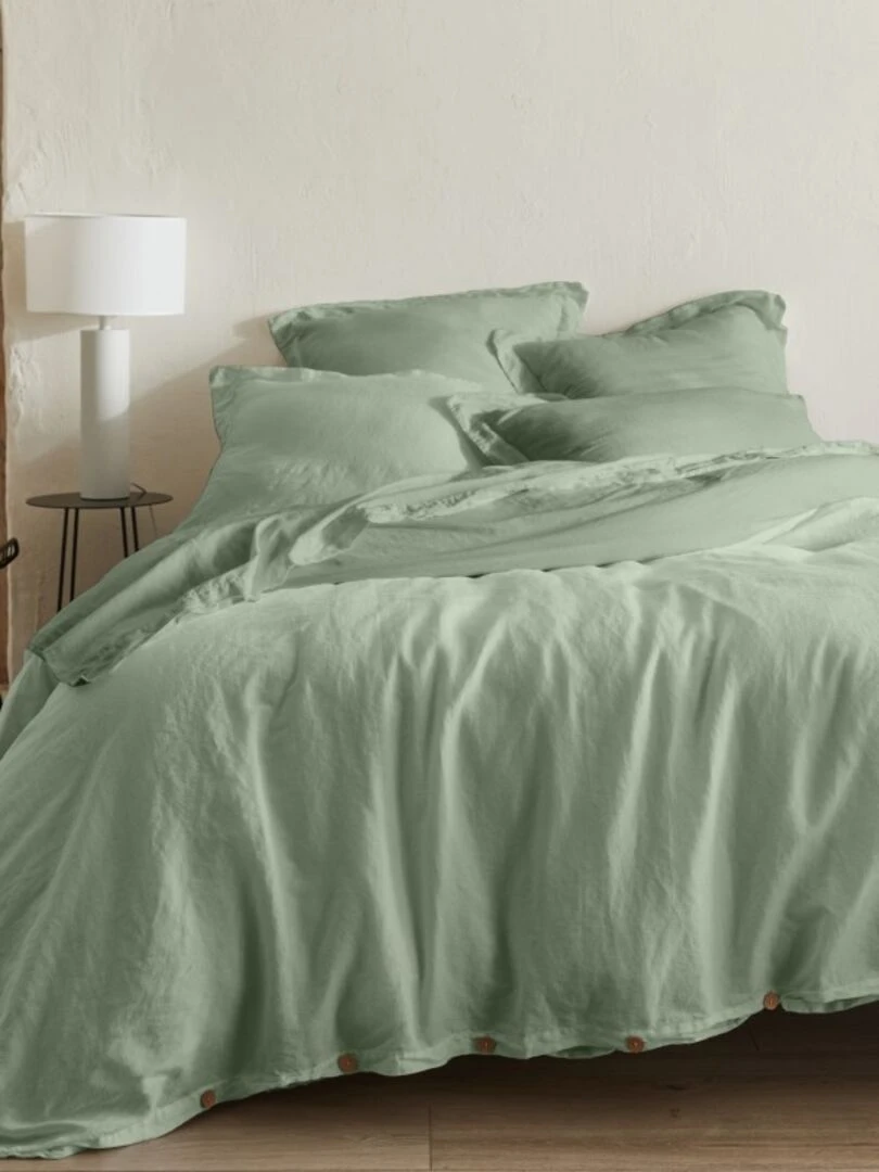 ORGANIC HOUSSE DE COUETTE 50% CHANVRE 50% COTON Bleu céladon
