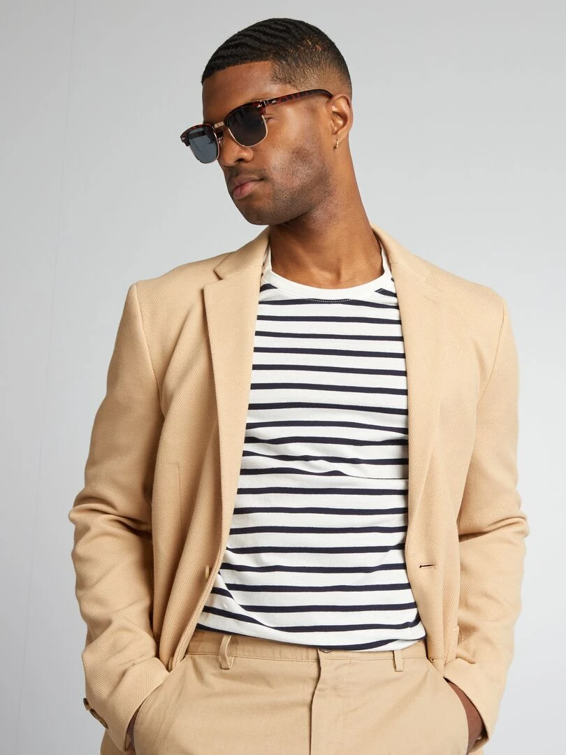 Blazer en maille piquée Beige