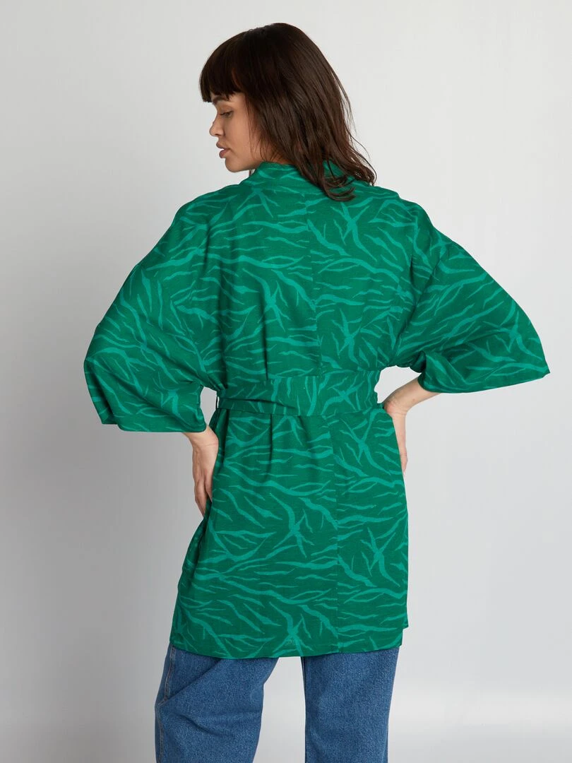 Veste kimono imprimé zébré   Vert