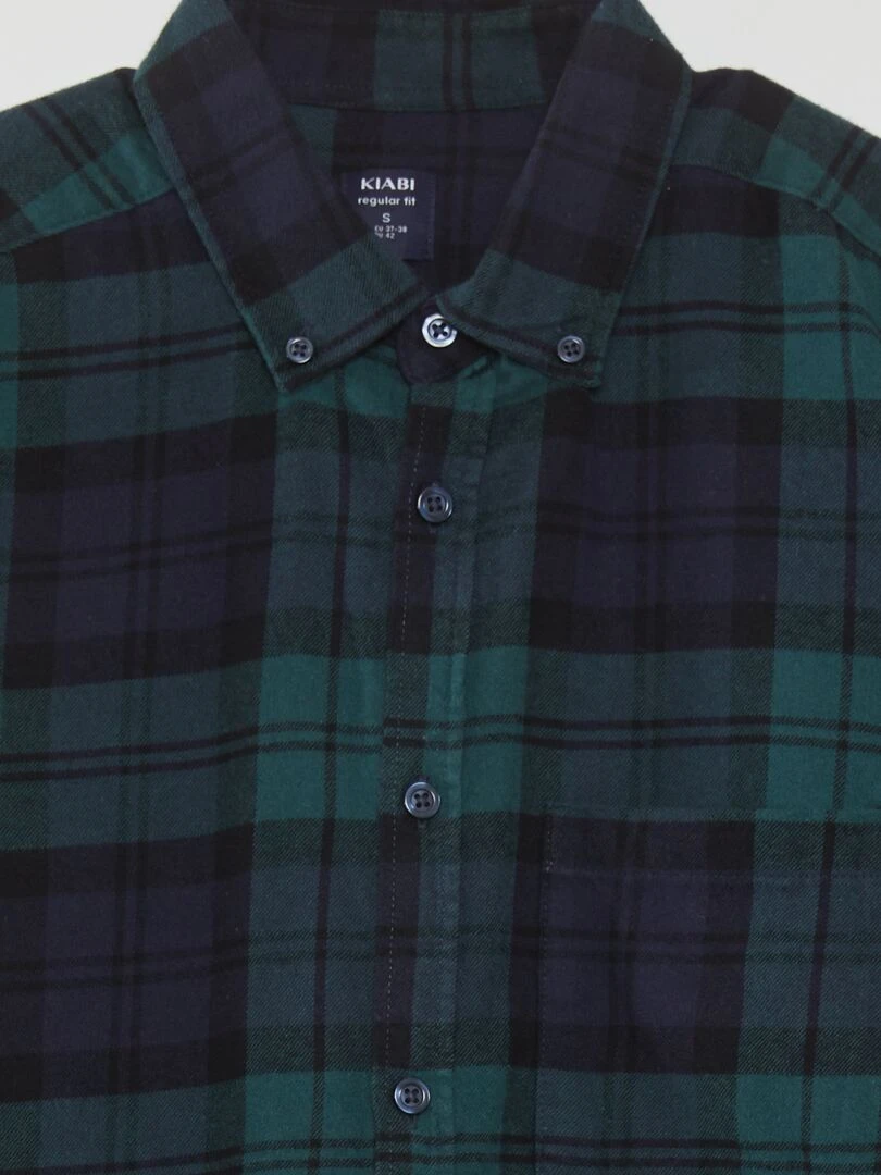 Chemise en flanelle à carreaux   Vert/bleu