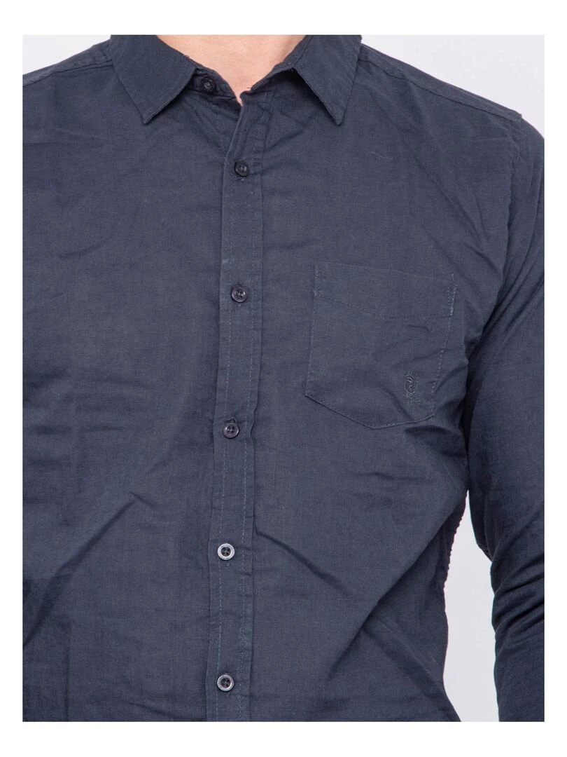 Chemise manches longues lin et coton DALICOT   Bleu marine