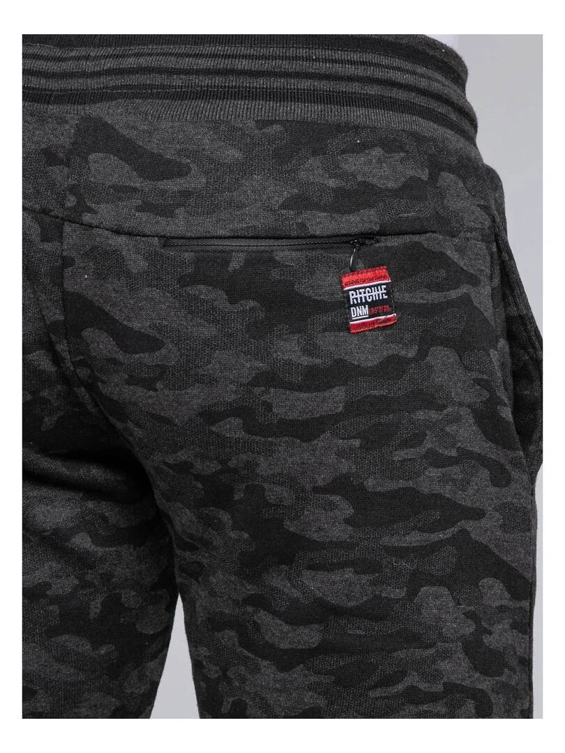 Bermuda molleton motif militaire BANVOU   Gris