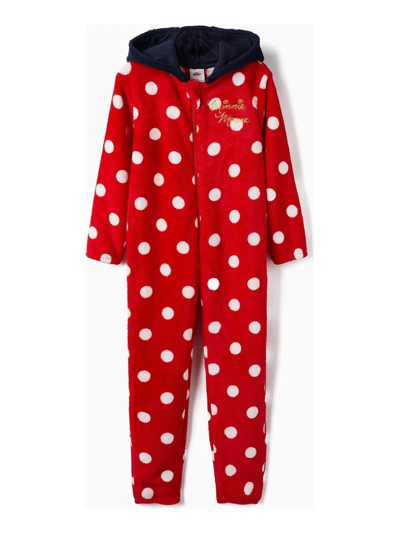 Pyjama Grenouillère en polaire à pois pour fille 'Minnie' MINNIE Rouge