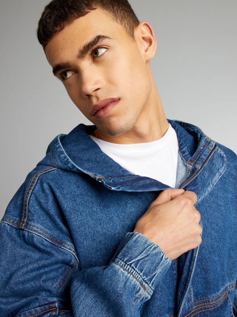 Sweat à capuche en jean   Bleu