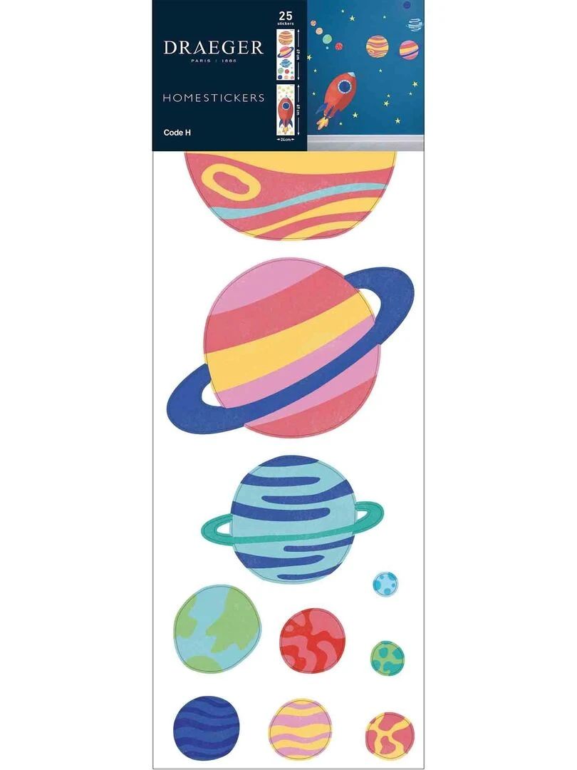 Sticker mural Planètes et fusée N/A
