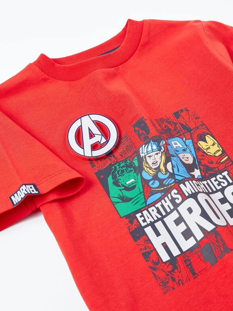 T shirt en coton pour garçon 'Avengers   Marvel' manches courtes   Rouge clair