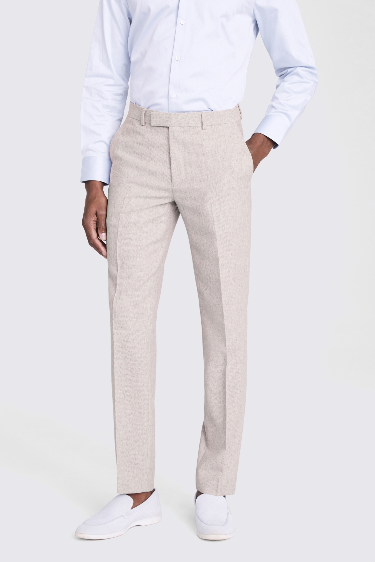 Tailored Fit Light Grey Herringbone Trousers Buy Online at Moss