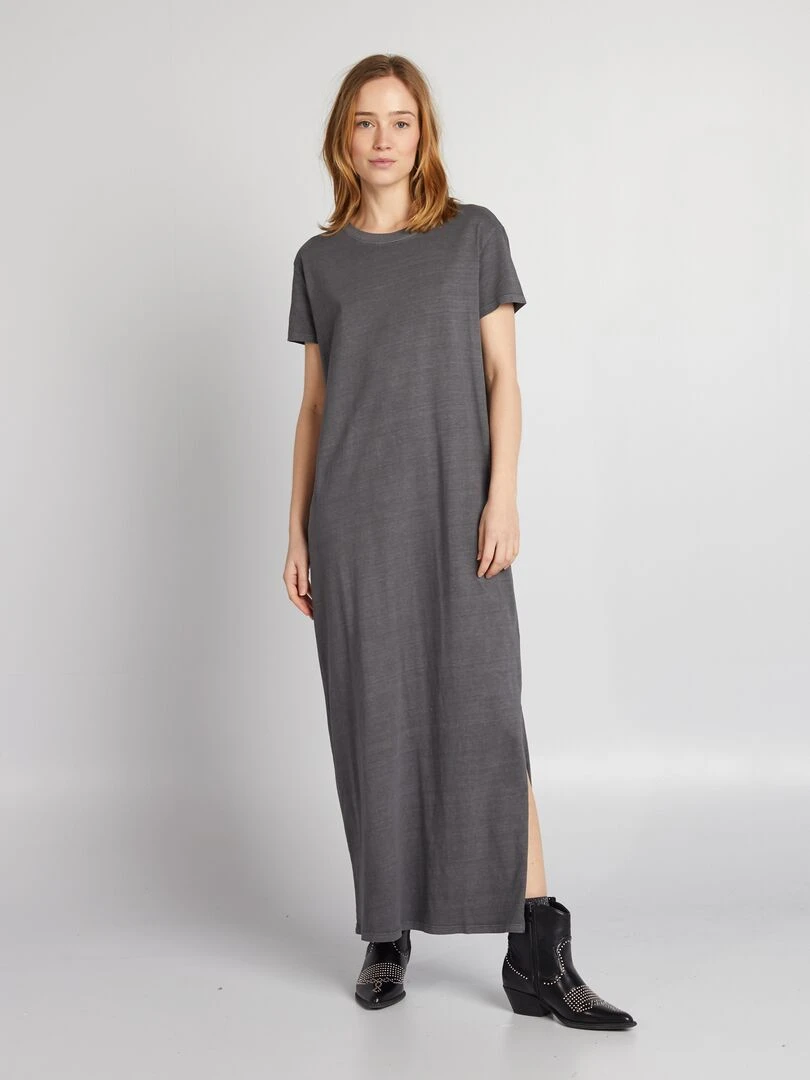 Robe T shirt maxi Gris anthracite